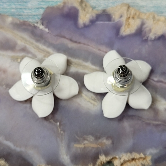 Pink and Purple Flower Earrings - Picture 2 of 5